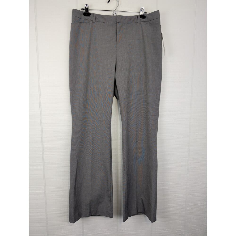 Coldwater Creek Womens Trousers 12 Natural Fit Navy Blue Mini Check Bootcut Leg